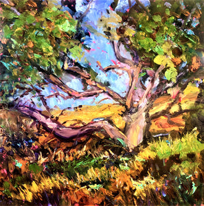 Oak Tree -  Oil in Wood Panel 16" x 16"